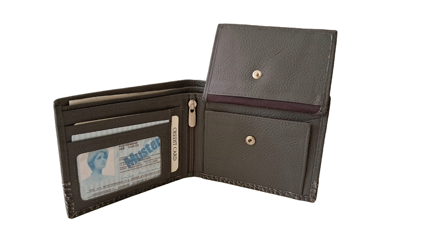 Genuine Grey Leather Wallet