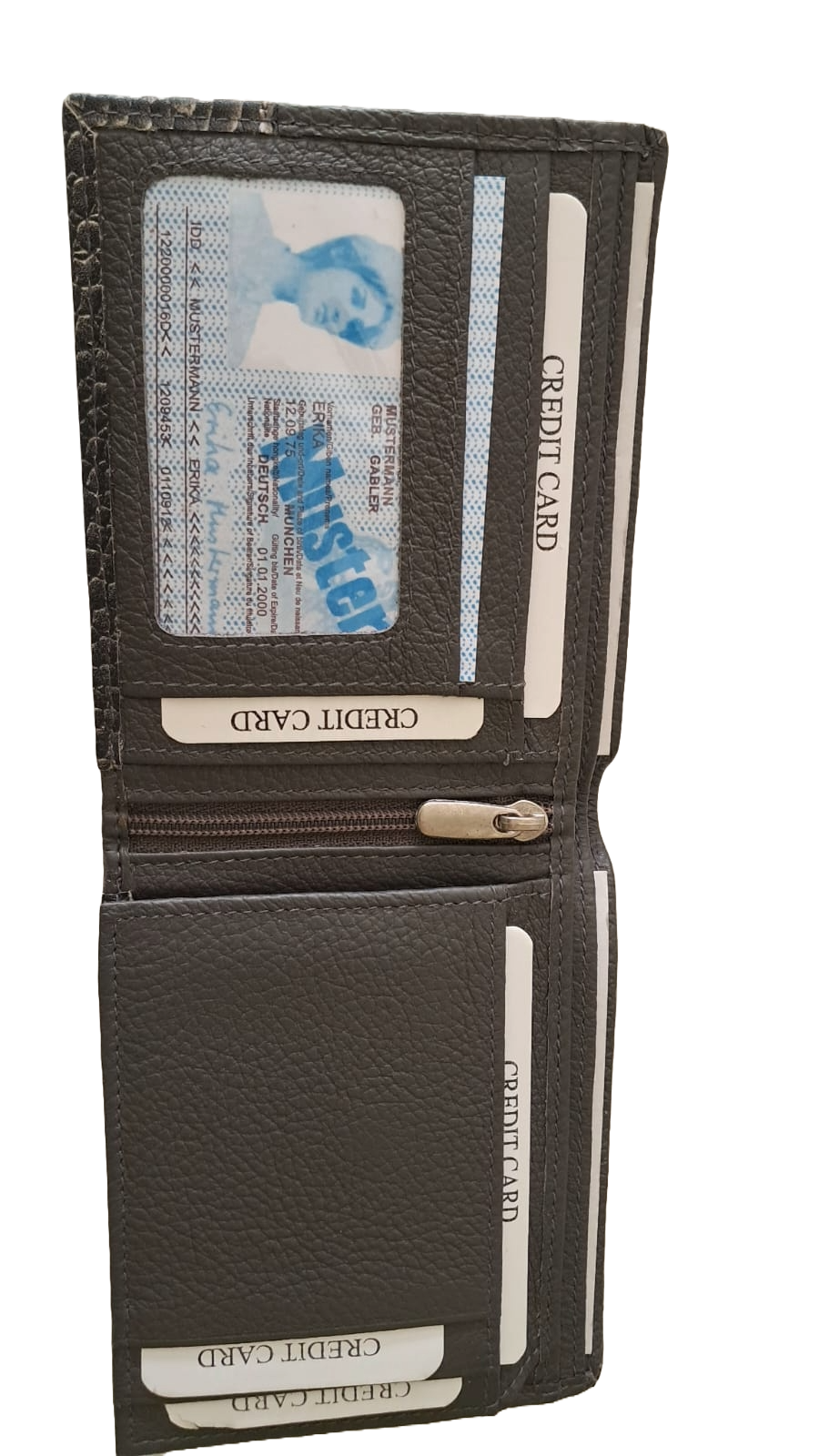 Genuine Grey Leather Wallet