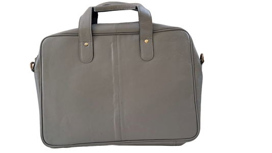 Genuine Gray Leather - Laptop Bag