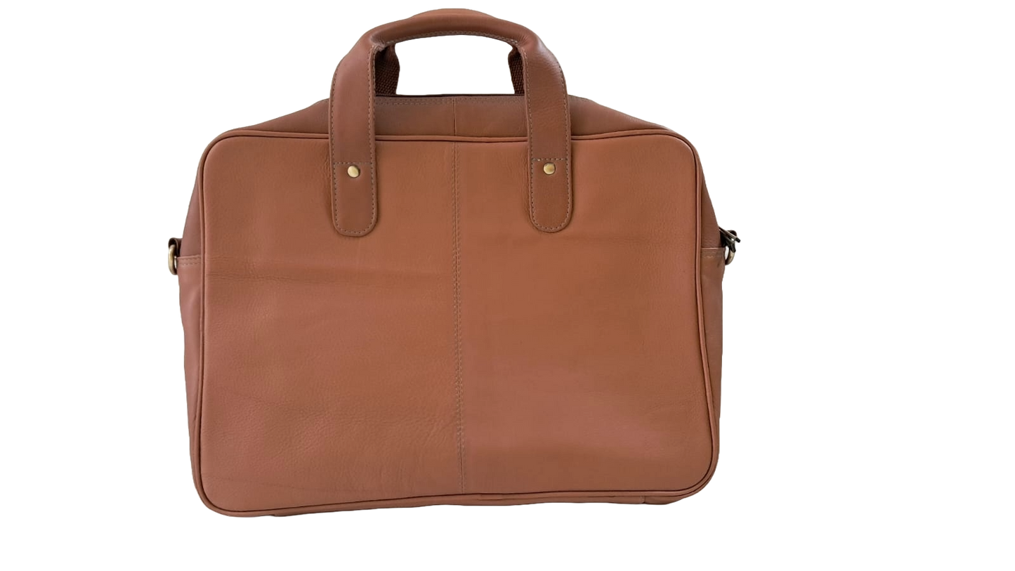 Genuine Tan Leather - Laptop Bag