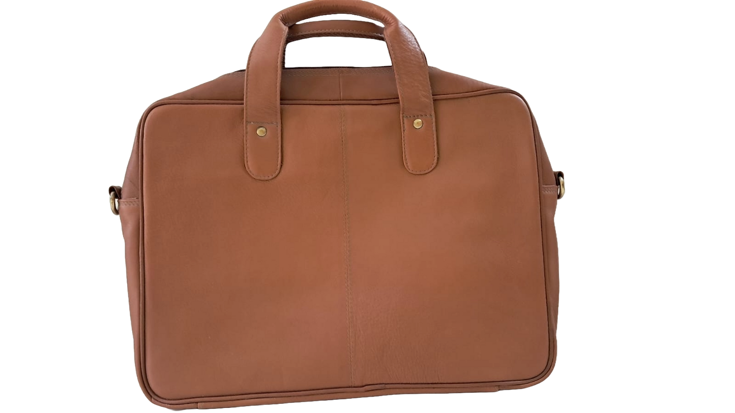 Genuine Tan Leather - Laptop Bag