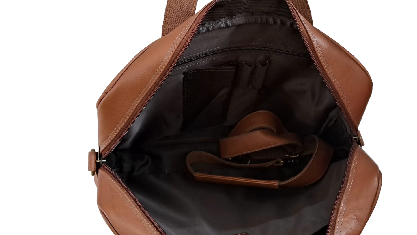 Genuine Tan Leather - Laptop Bag