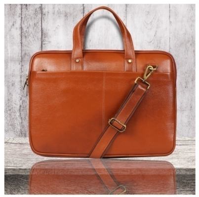 Leather Laptop Bag - Tan