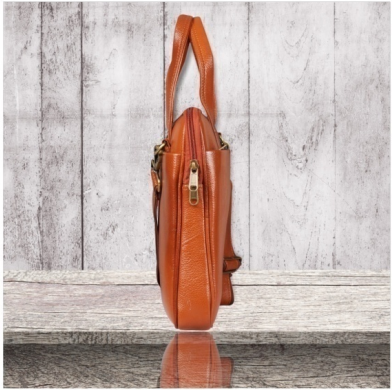 Leather Laptop Bag - Tan