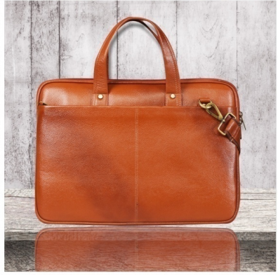 Leather Laptop Bag - Tan